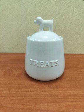 White Porcelain Dog Treat Jar Nordstrom New